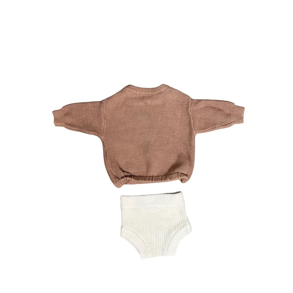 Grayson Collective Baby 3-6M Knit Sweater and Bloomer Set Mauve Brown Cream‎ 2pc - Picture 2 of 7